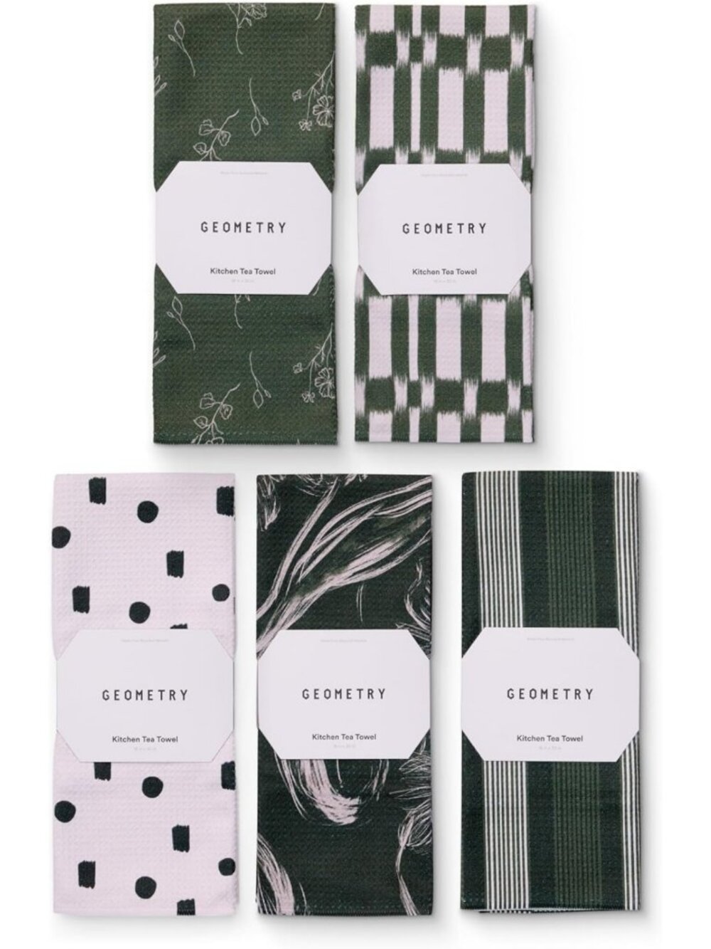 Quick Dry Microfiber Kitchen Tea Towels - 5 Pack, 18"x30", Meadow Design